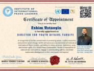 Fehim Ustaoğlu, Uluslararası Barış Liderleri Enstitüsü Türkiye Gençlik İşleri Direktörlüğü’ne Atandı