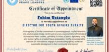 Fehim Ustaoğlu, Uluslararası Barış Liderleri Enstitüsü Türkiye Gençlik İşleri Direktörlüğü’ne Atandı